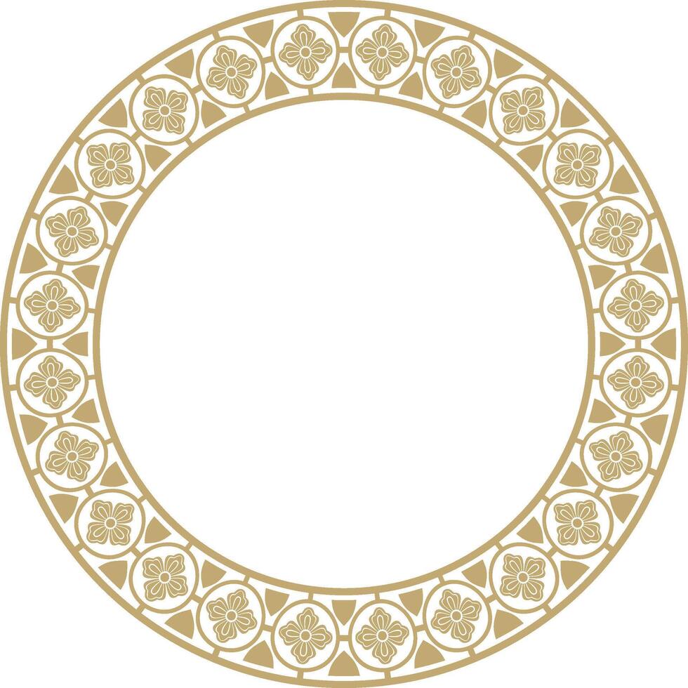 golden round gothic ornament. Medieval European circle, ring, border. Classic pattern Germans, Angles, Saxons, Franks. vector