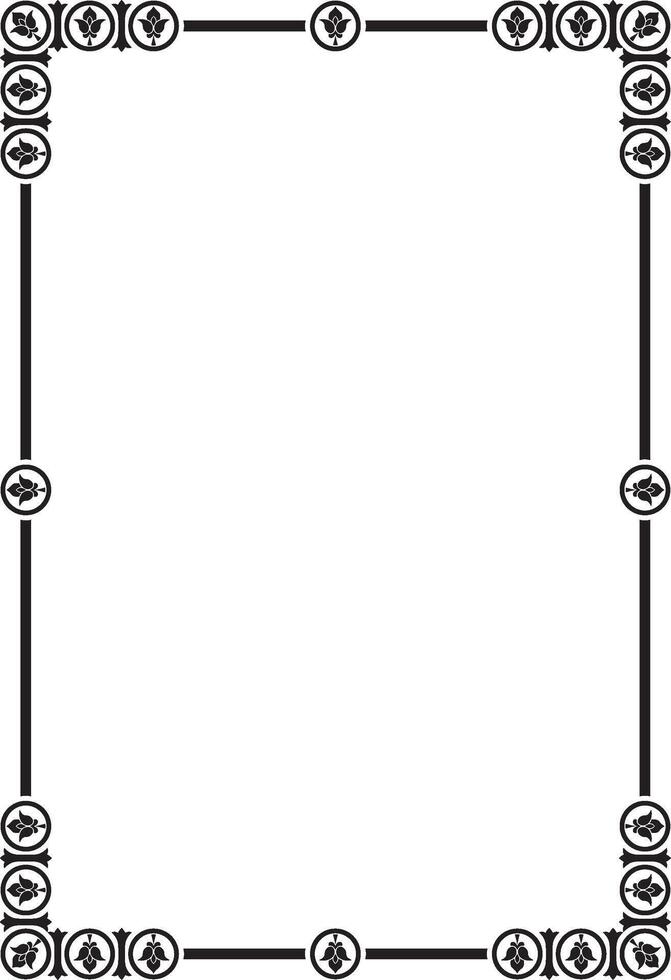 black monochrome square stencil classic byzantine ornament. Rectangle, border, Ancient Greece, Eastern Roman Empire frame. Decor Russian Orthodox vector