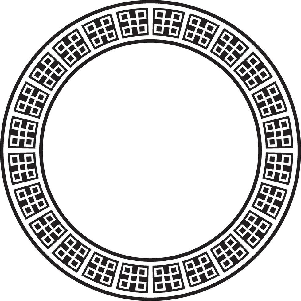 Classic greek black monochrome round ornament. pattern, circle ancient hellens. European border - ring. vector