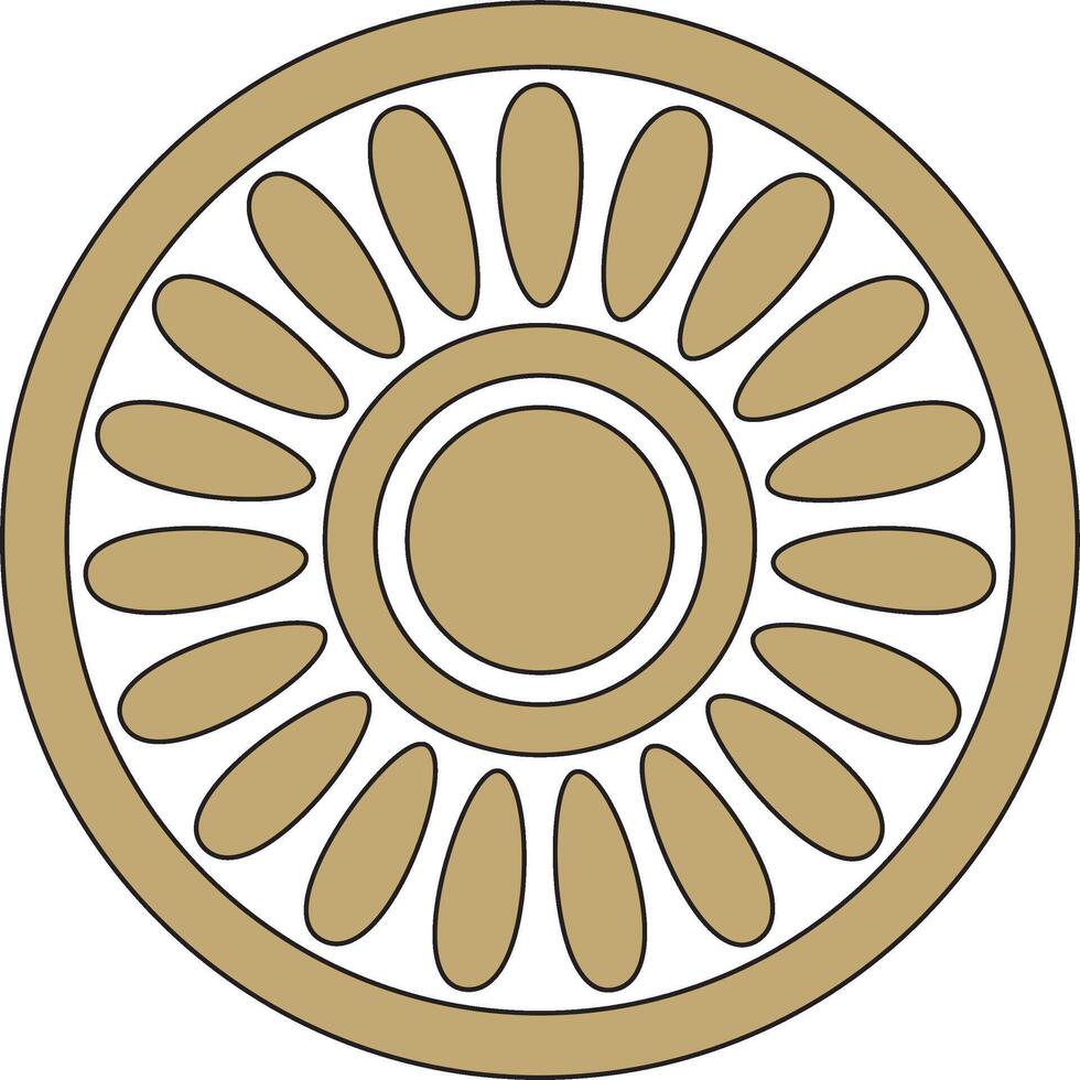 round Assyrian gold and black ornament. Circle, border, frame of Mesopatamia. Pattern, ring ancient East. vector