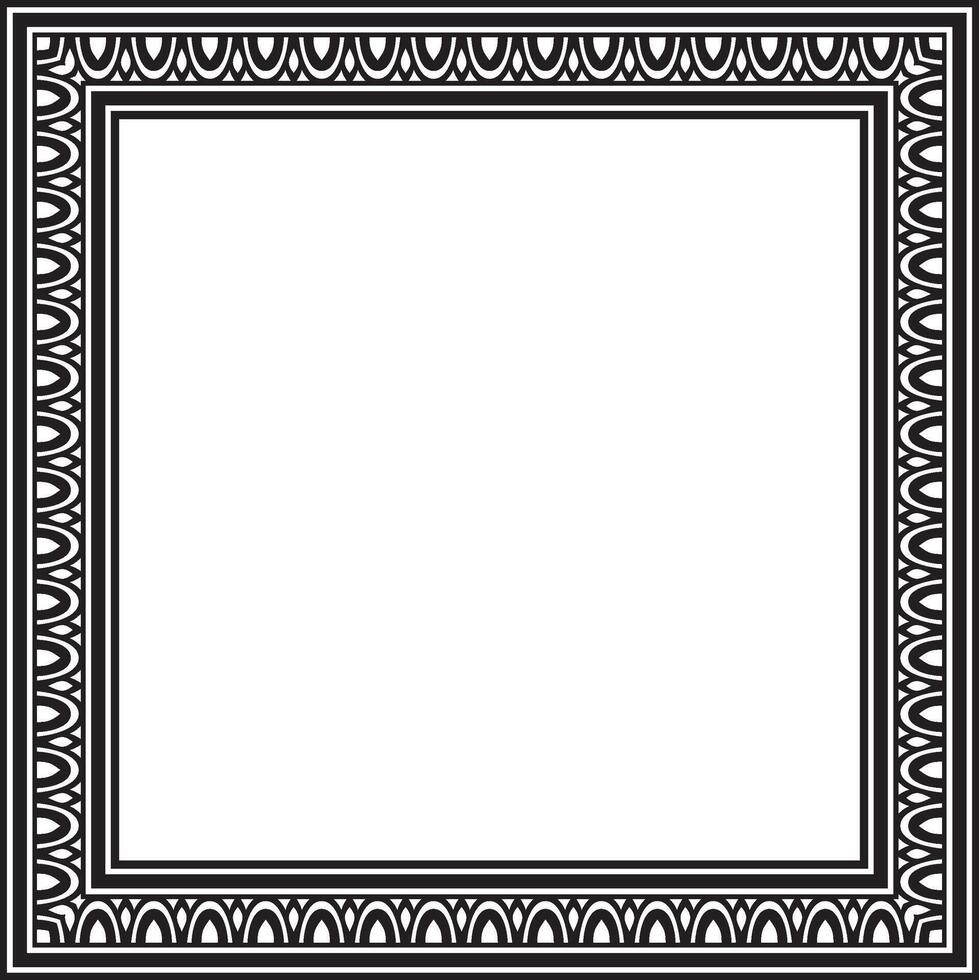 Classic greek black monochrome square ornament. pattern, ancient hellenic rectangle. Europe border vector