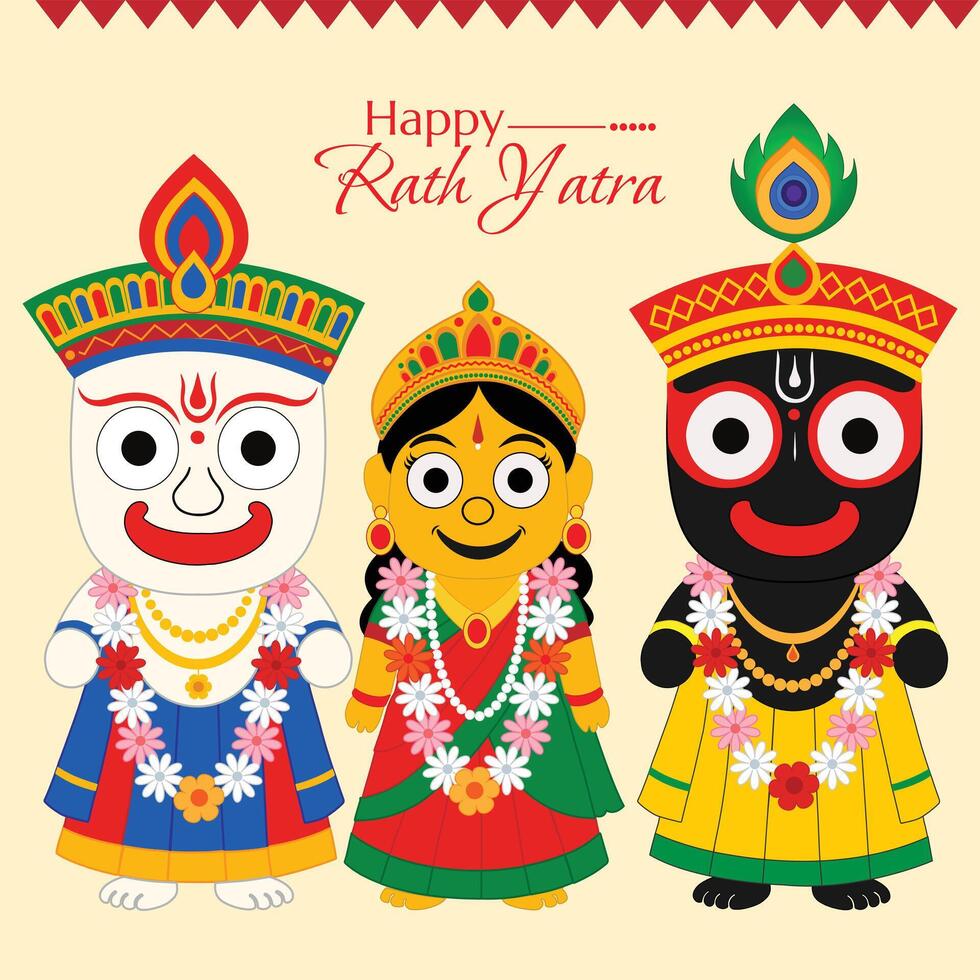 Lord Jagannath, Balabhadra, and Subhadra vector