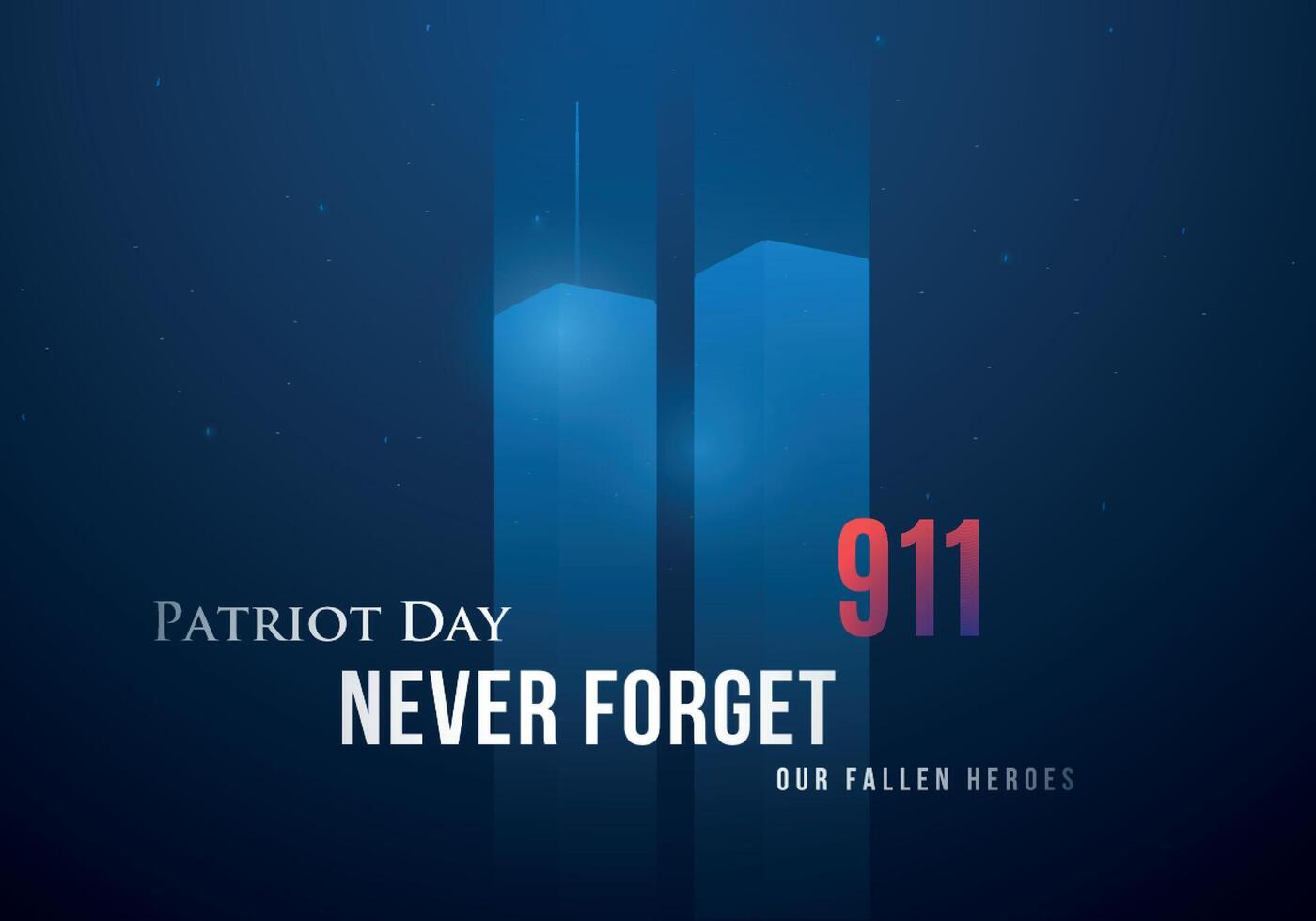 Glowing twin towers on blue background vector
