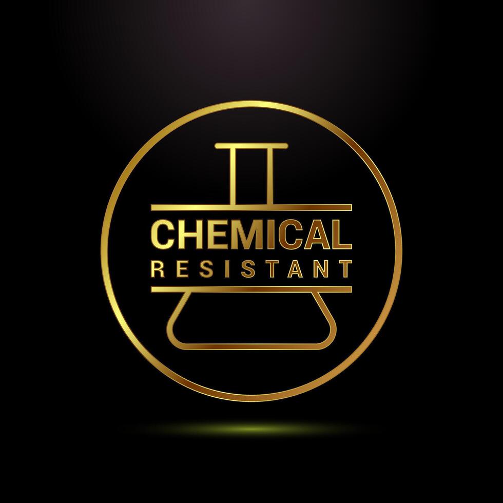 Chemical resistant icon design, Chemical resistant sign in gold color style vector