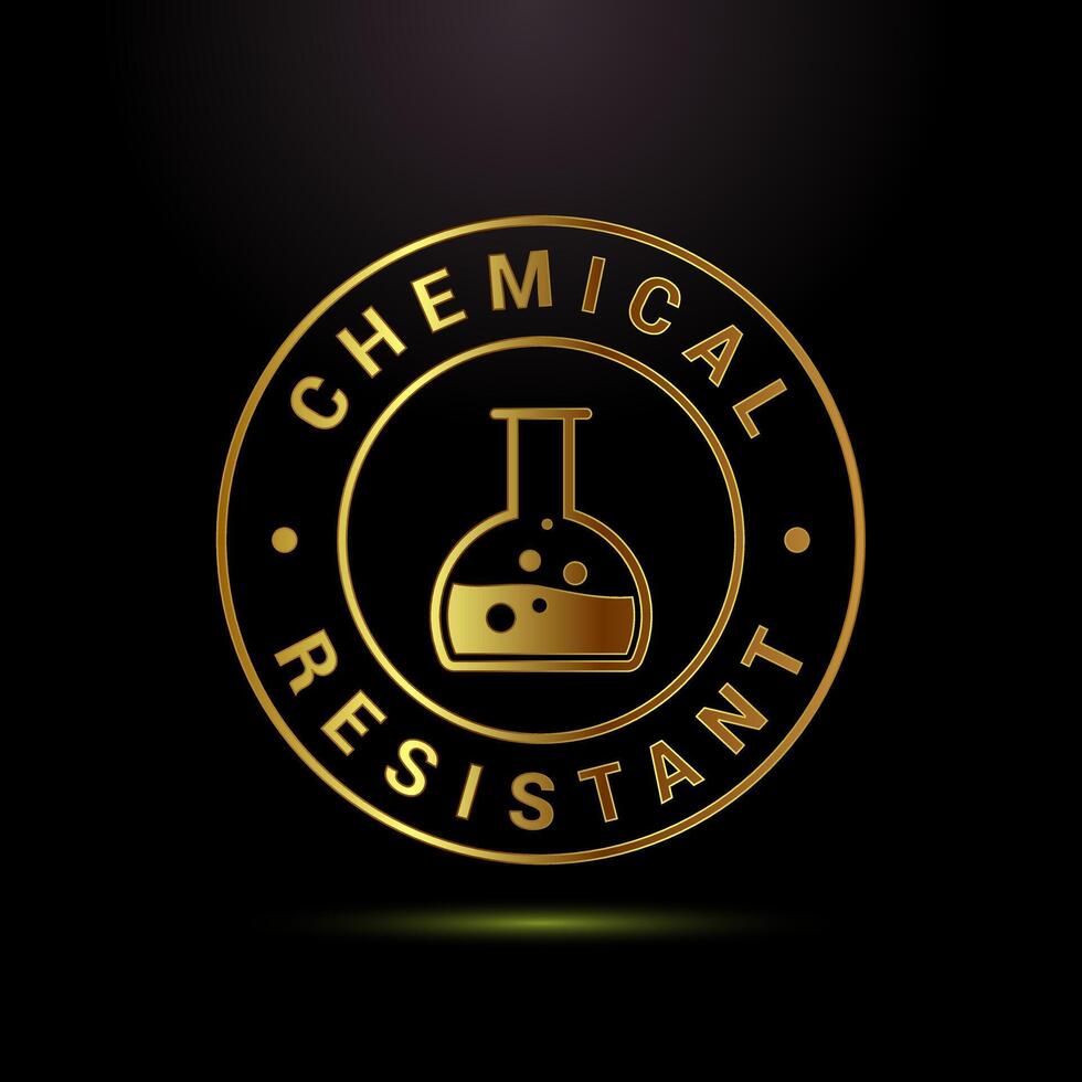 Chemical resistant icon design, Chemical resistant sign symbol in gold color style vector