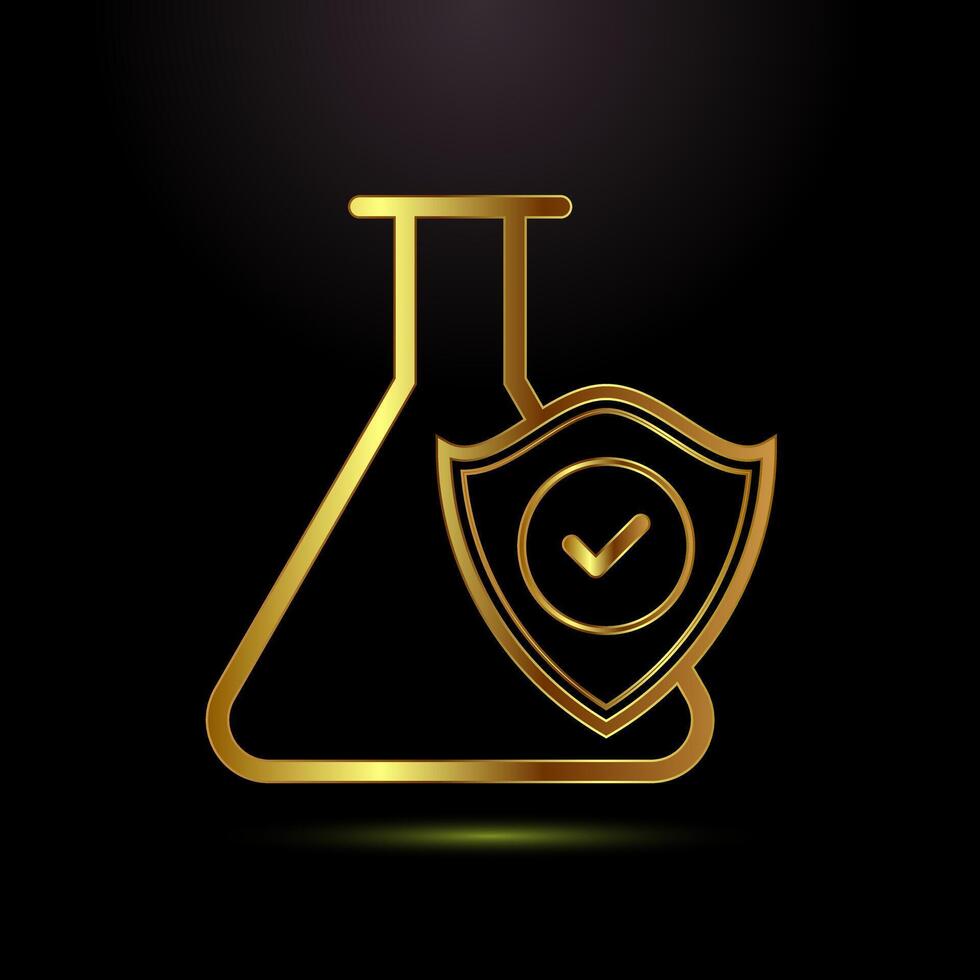 Chemical resistant icon, Chemical resistant sign symbol in gold color style vector