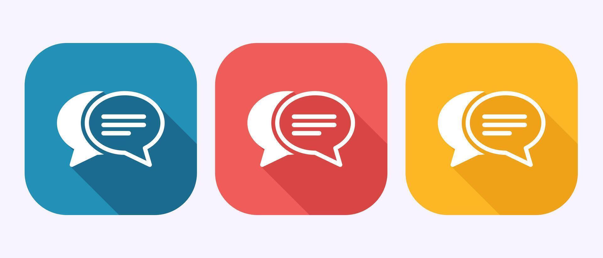 Chat icon illustration, Message sign symbol in shadow button design vector