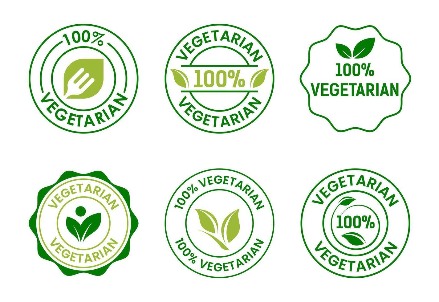 100 percent vegetarian icons set design, Vegan product label badge vector