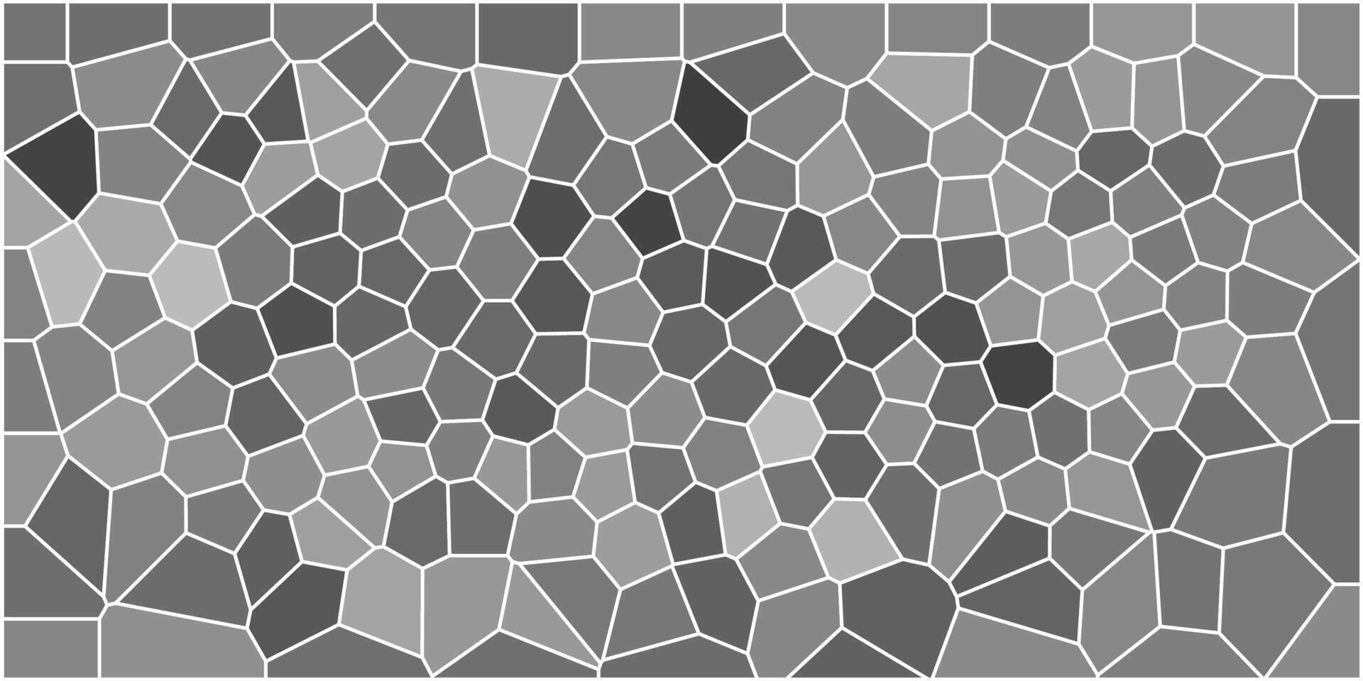 Monochrome mosaic pattern featuring irregular polygonal shapes in various shades of gray, forming a stained glass-style abstract design. vector