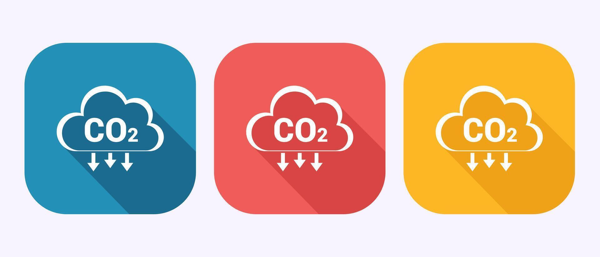 Carbon dioxide icon design illustration, Reduce co2 gas icon symbol in shadow button design vector