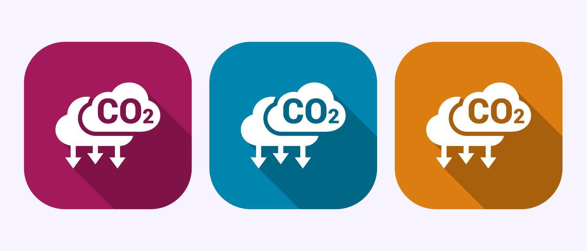 Carbon dioxide icon design, Reduce co2 gas icon sign symbol in shadow button design vector