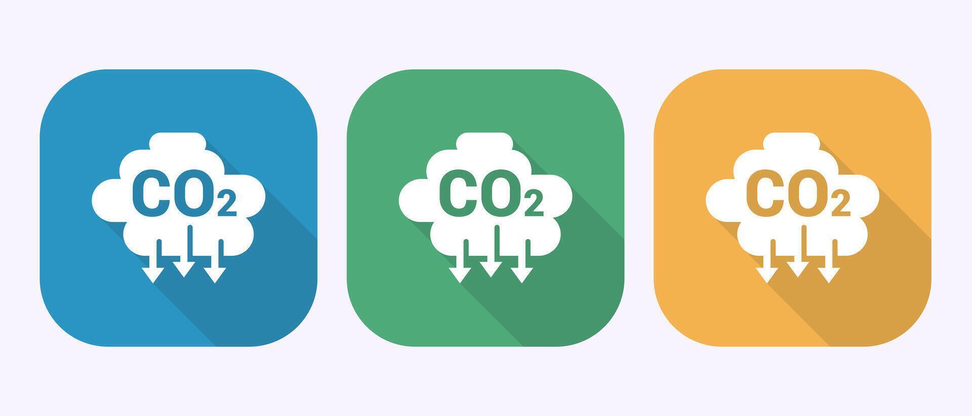 Carbon dioxide icon design, Reduce co2 gas icon symbol in shadow button design vector