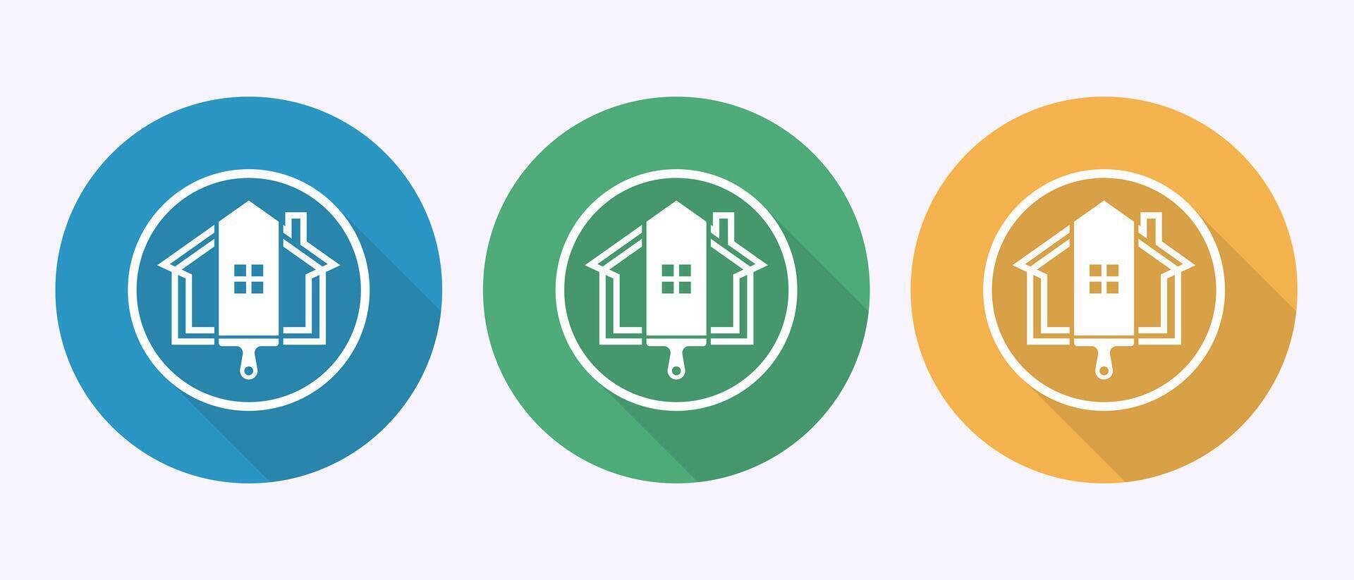 Home painting icon. House painting sign symbol in shadow button design vector