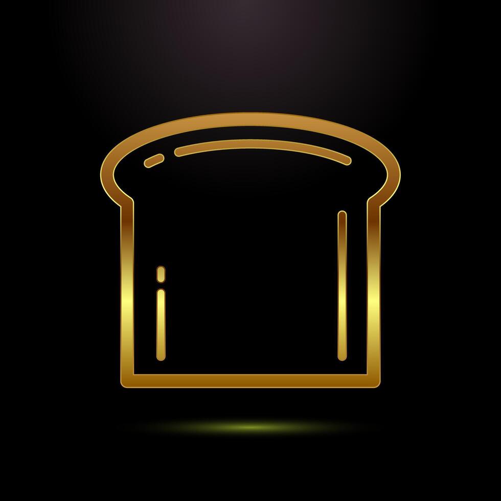Bread icon design illustration, bakery icon symbol in gold color style vector