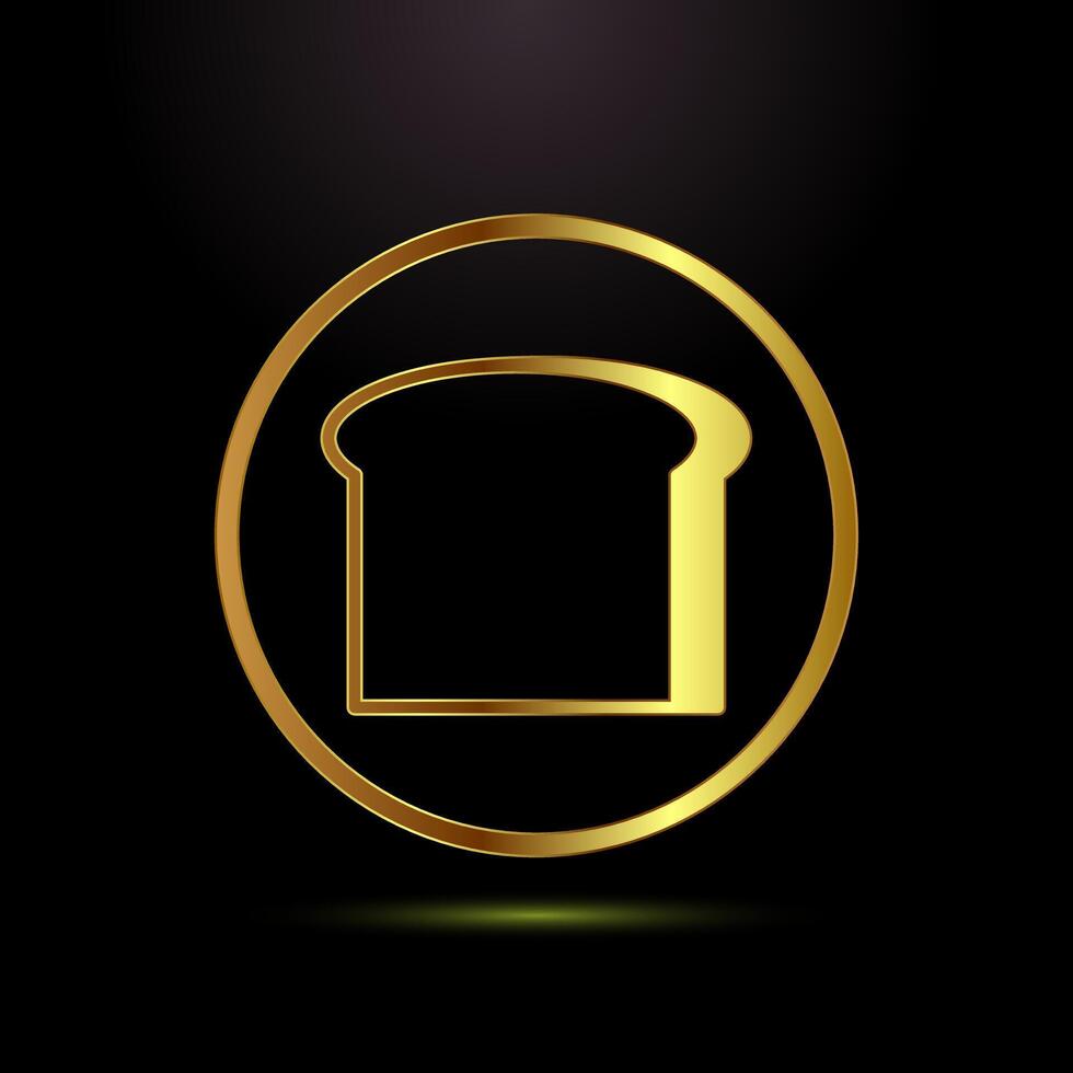 Bread icon design, bakery icon sign symbol in gold color style vector