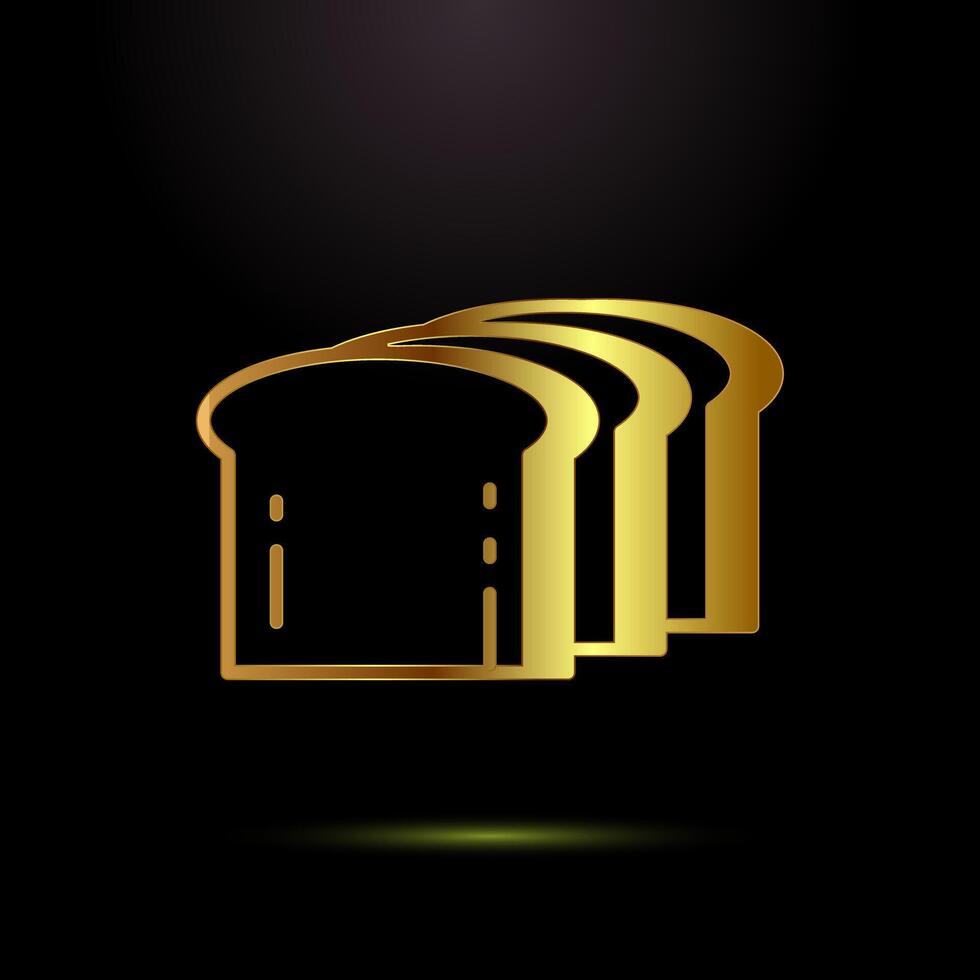 Bread icon design, bakery icon sign in gold color style vector