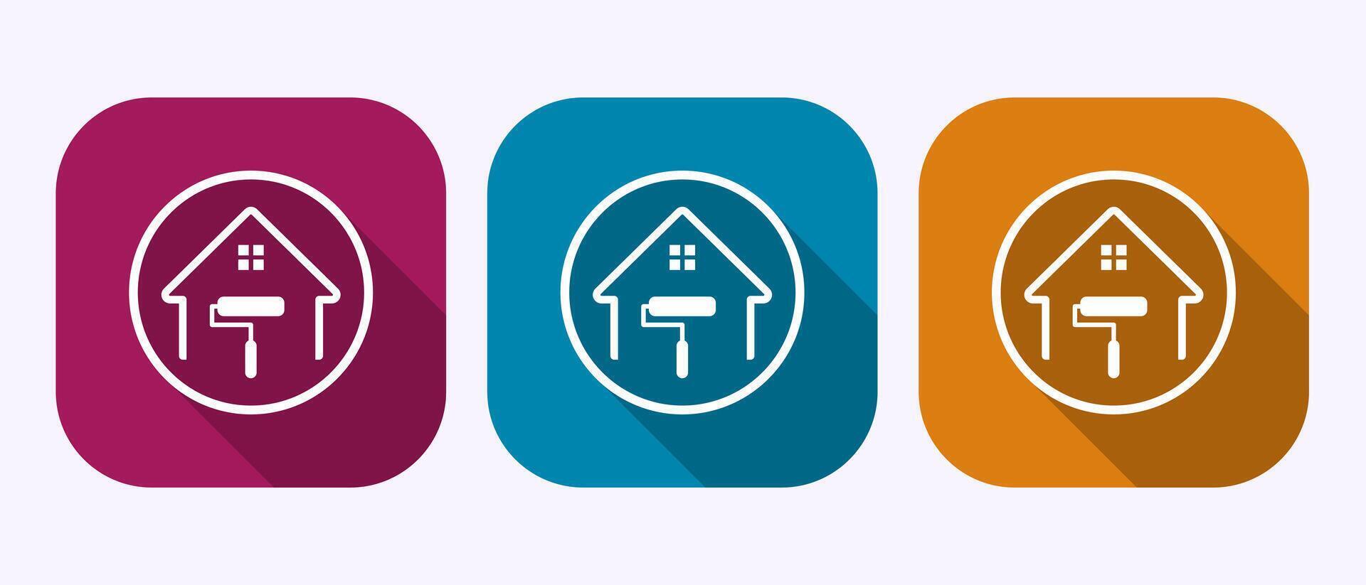 Home painting icon design illustration. House painting sign in shadow button design vector