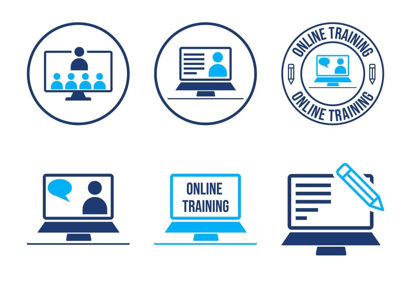 Online training icons set design, Webinar icon for website design, logo, app, template, ui vector