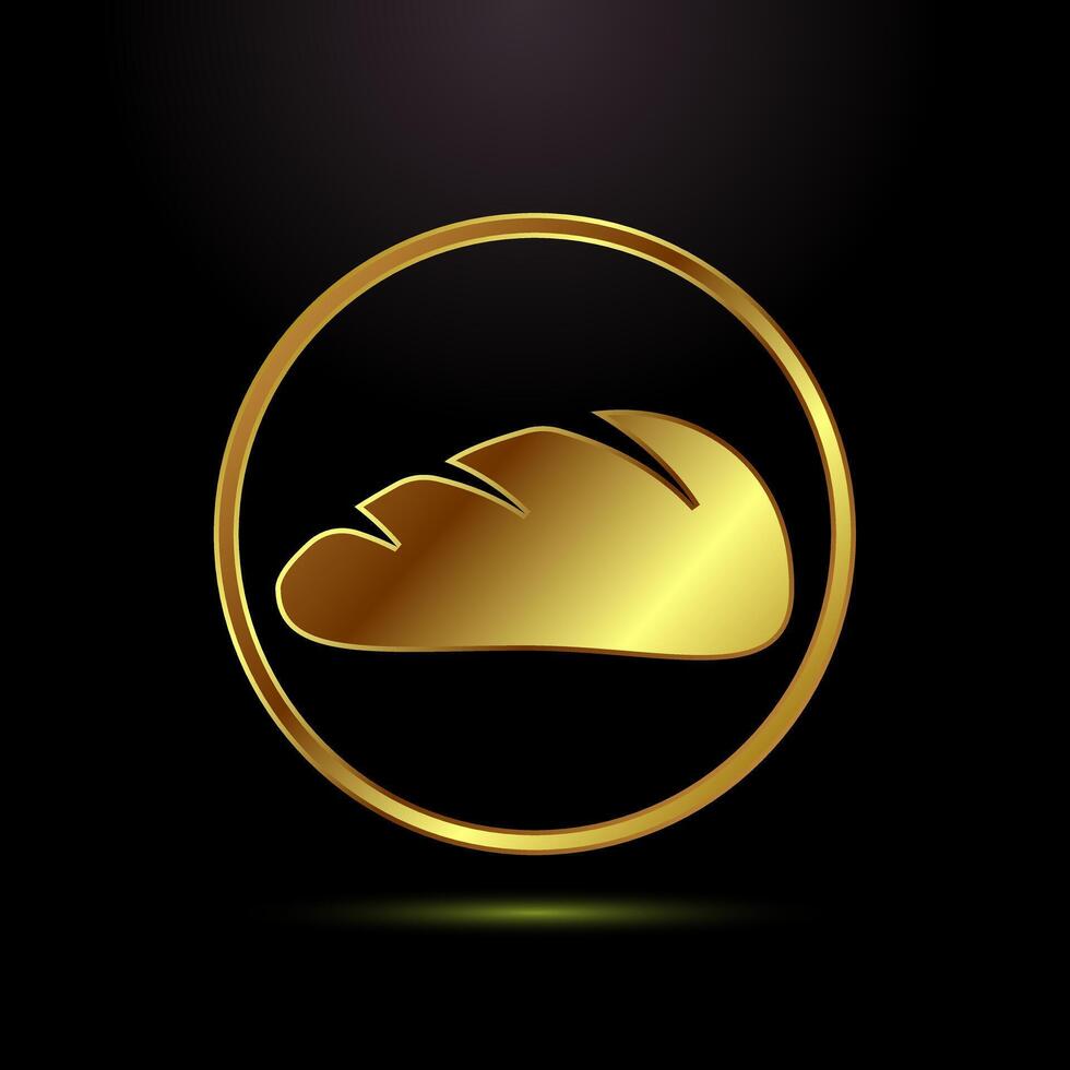 Bread icon illustration, bakery icon sign symbol in gold color style vector