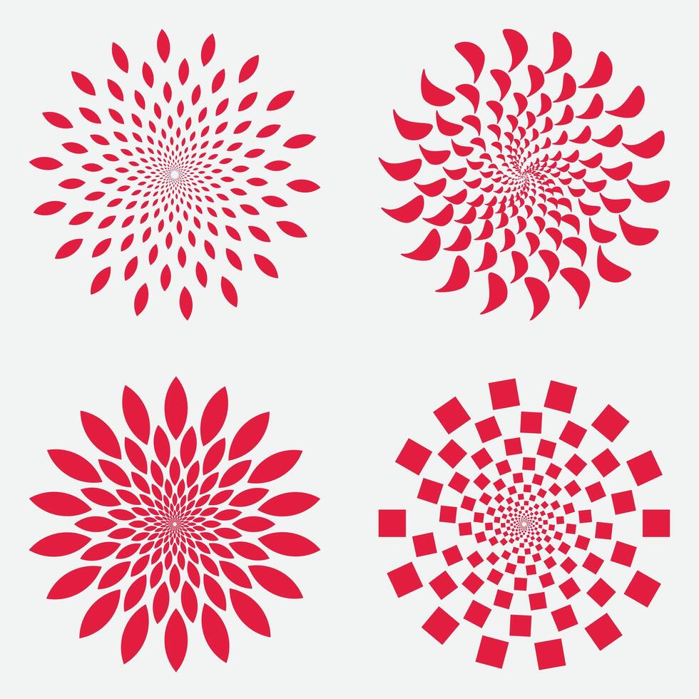 mandala and rotation circle icons Design elements set Abstract shapes vector