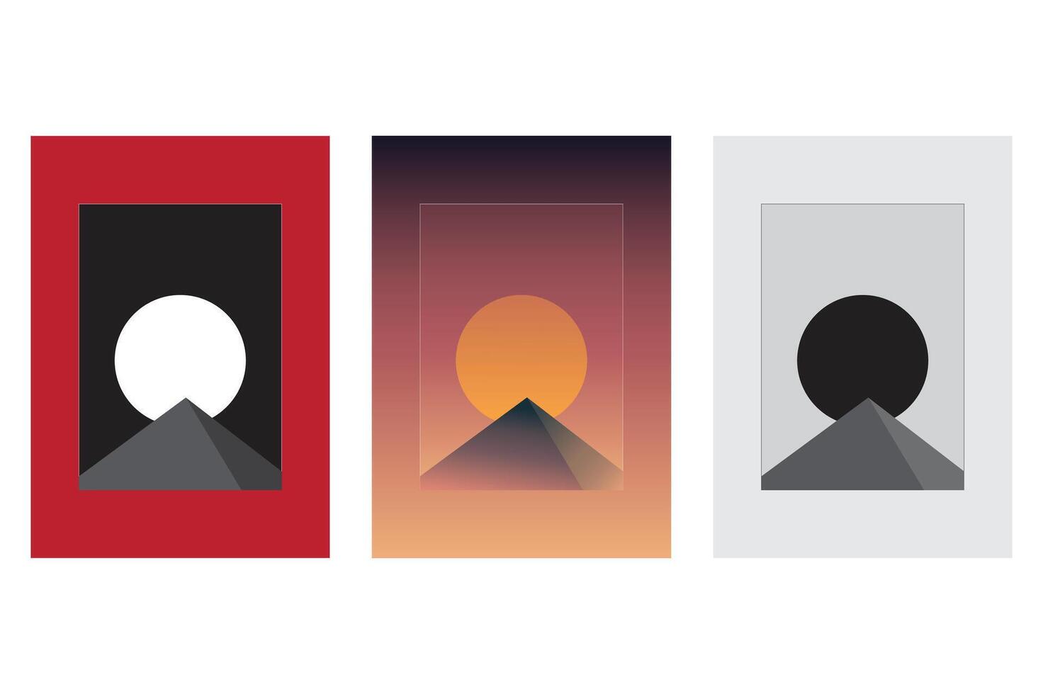 minimalist Sunset Poster Collection Abstract Landscape Design vector