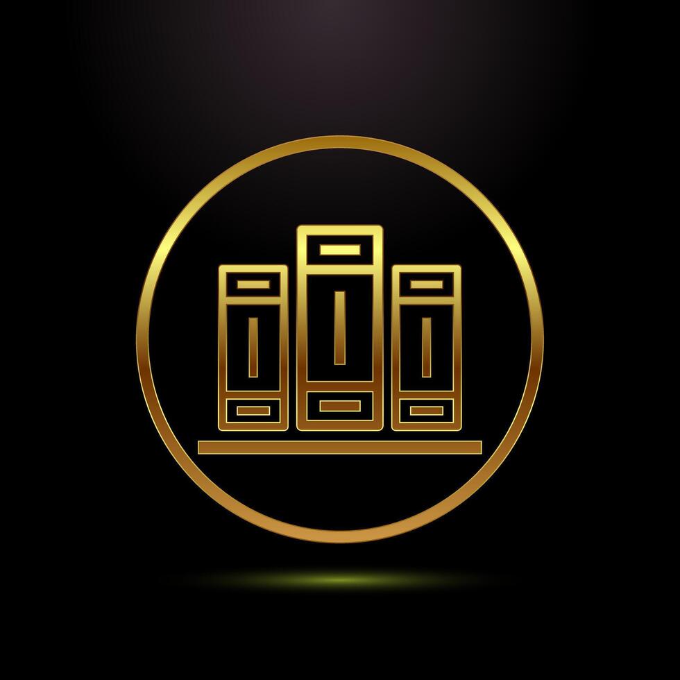 Book icon design illustration, Book symbol for apps and websites in gold color style vector