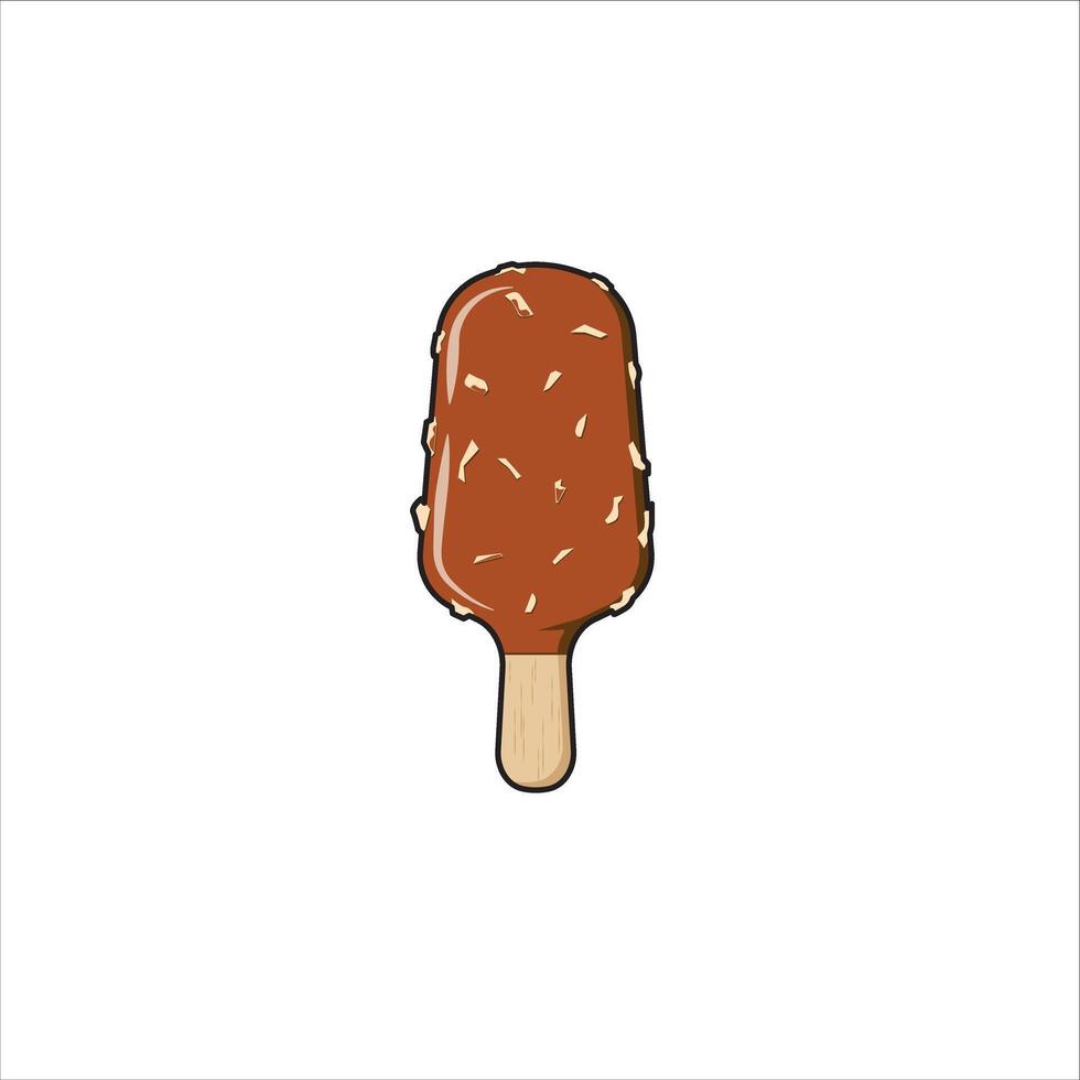 The fresh chocolate ice cream tastes great. vector