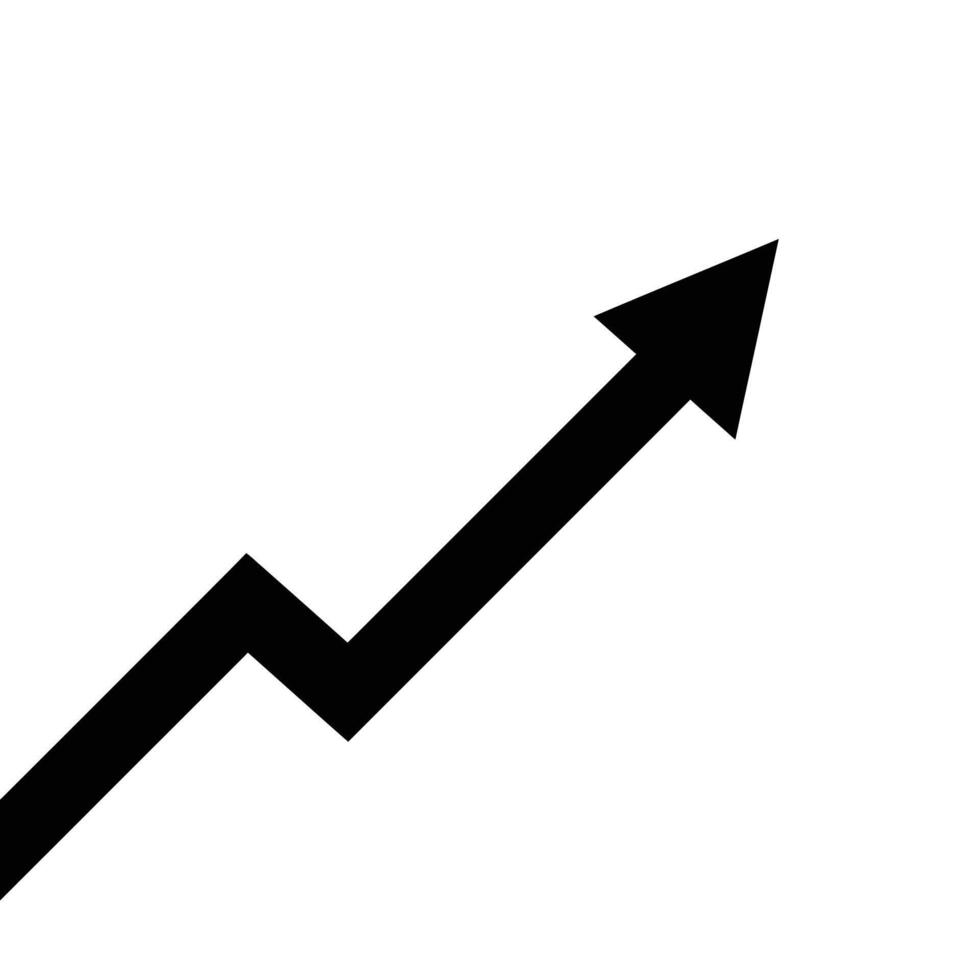 Positive Upward Trend Arrow, Progress Symbol, Growth Chart, White Background vector