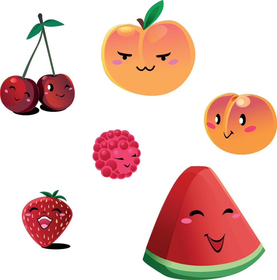 cute and colorful summer fruits vector