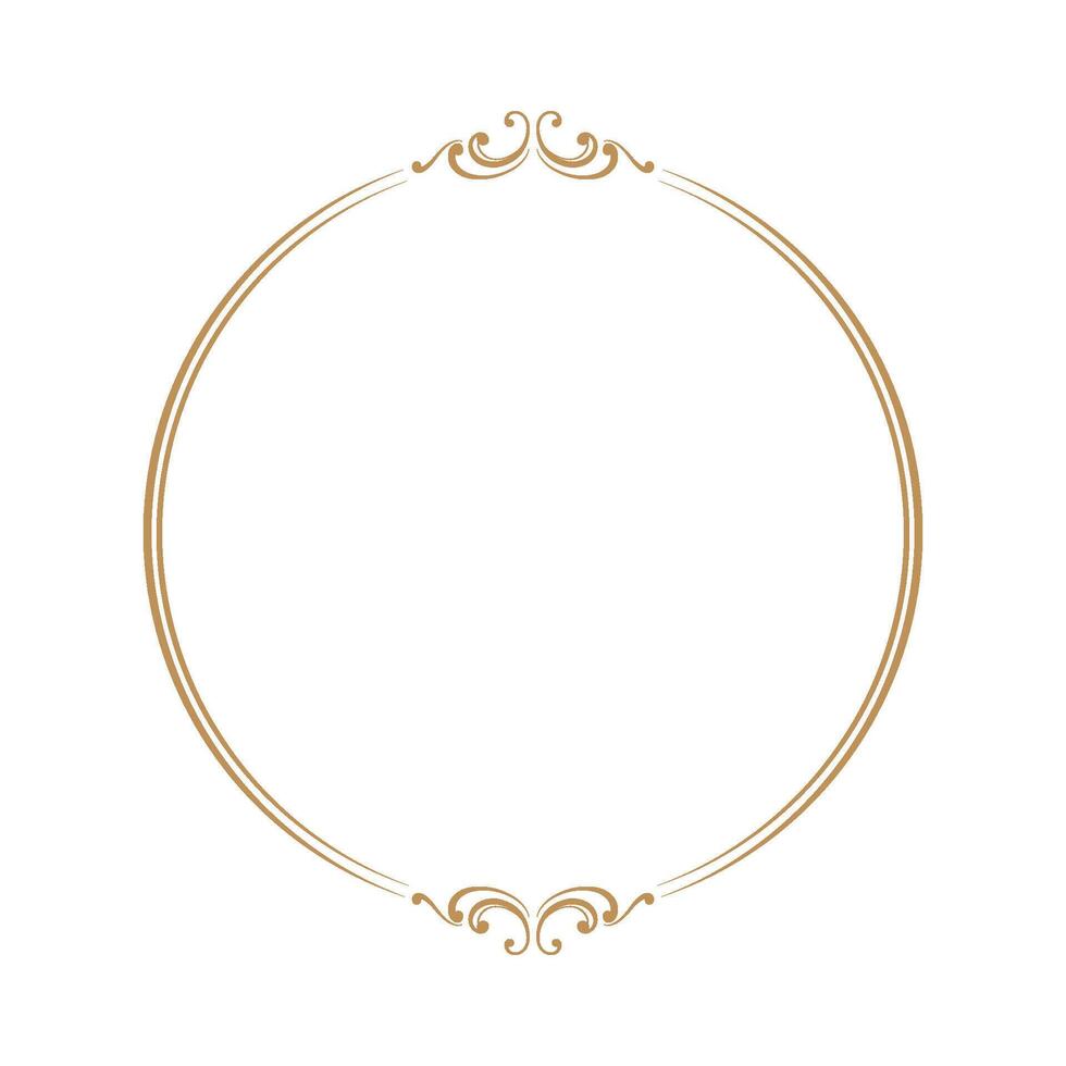 Circle frame with decorative floral vintage ornament illustration vector