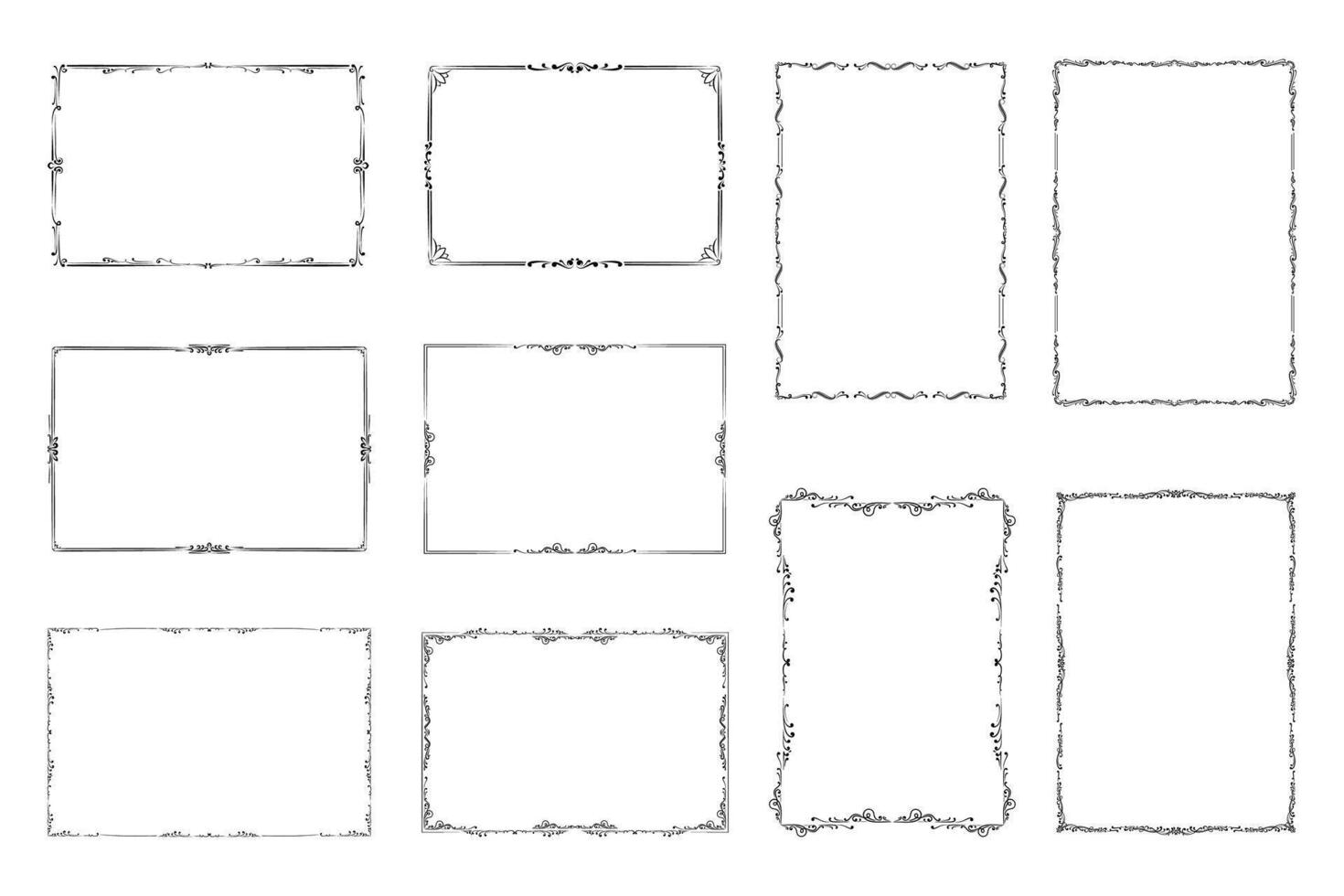 Set Template of Decorative vintage frames,borders rectangular shape. Old backgrounds vector