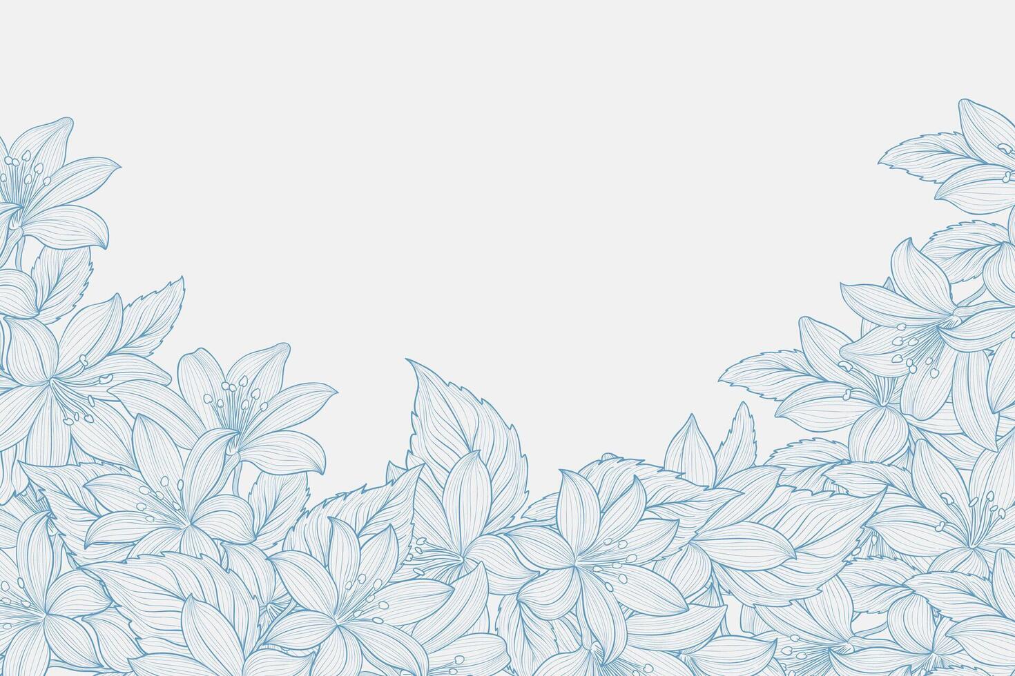 Luxury floral botanical on white background . Elegant line wallpaper lily, flowers, leaves, foliage, branches in hand drawn. Lily frame design for wedding, invitation. vector