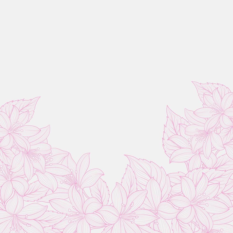 floral botanical on white background . Elegant line wallpaper lily, flowers, leaves, foliage, branches in hand drawn. vector