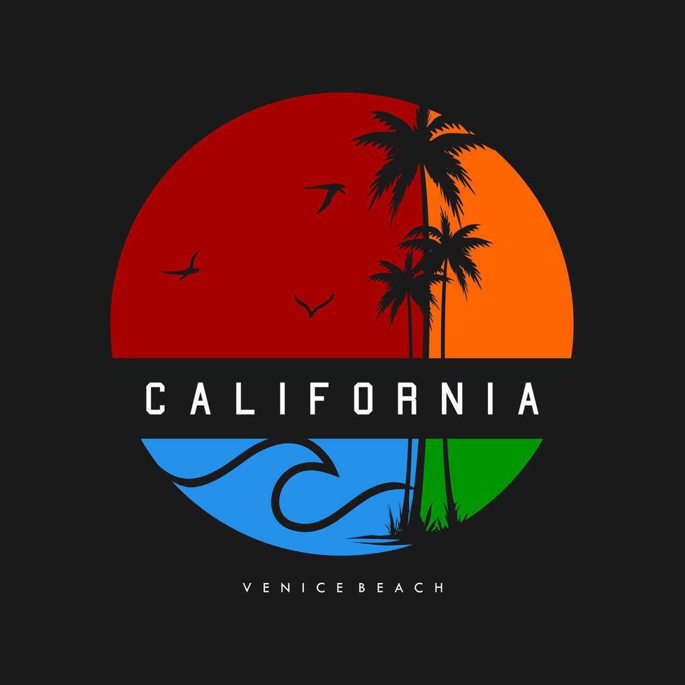 California beach tee shirt design vector