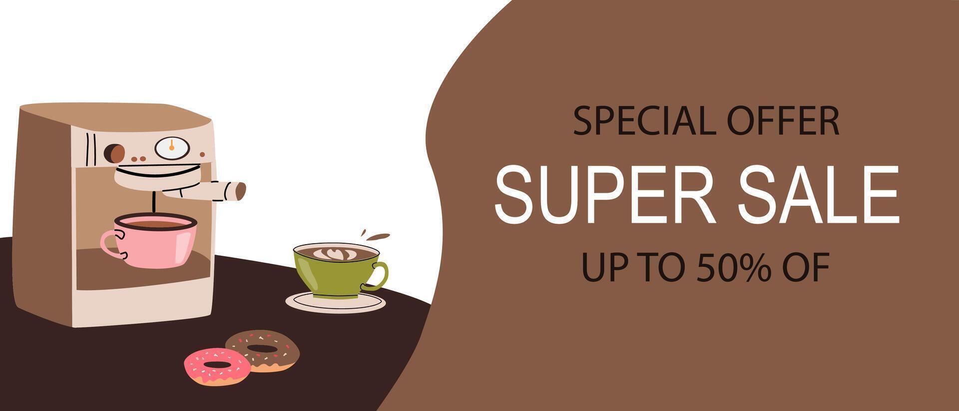 Coffee shop super sale advertisement design for special offers vector
