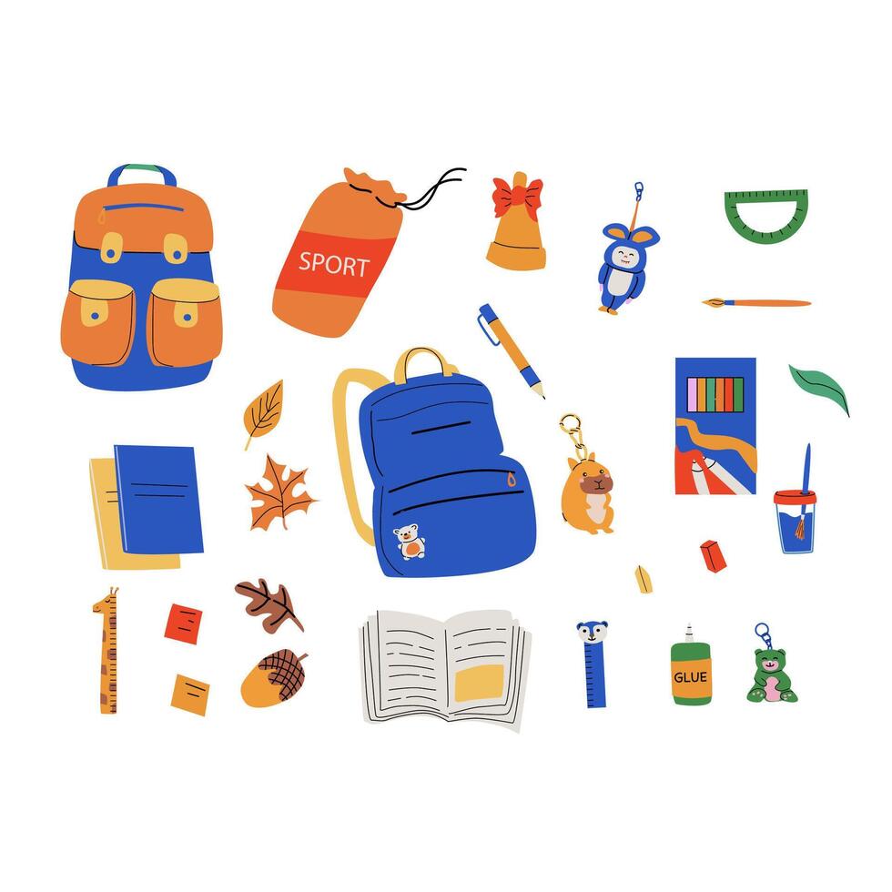 Colorful illustration of school supplies vector