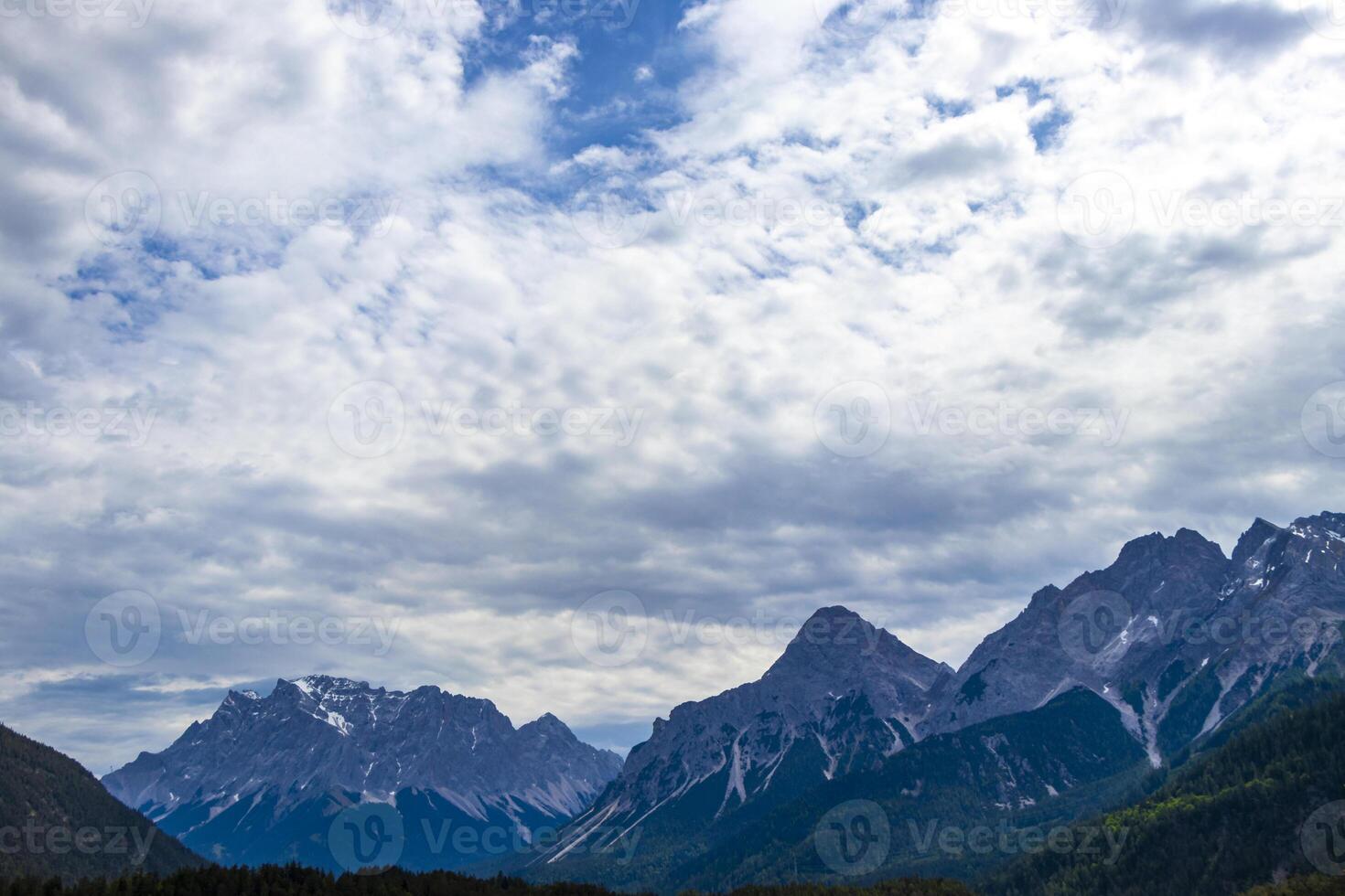Panorama view Zugspitze mountain alpine landscape. photo