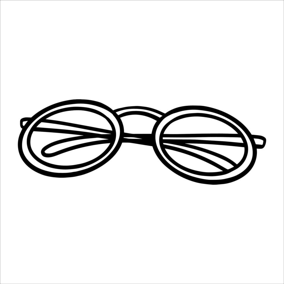 Glasses illustration. Drawing in line art style. Eye Glasses Silhouette. Glasses sketch painted by black inks. Black Eyeglasses illustration outline. Sunglasses icon . Outline engraving vector