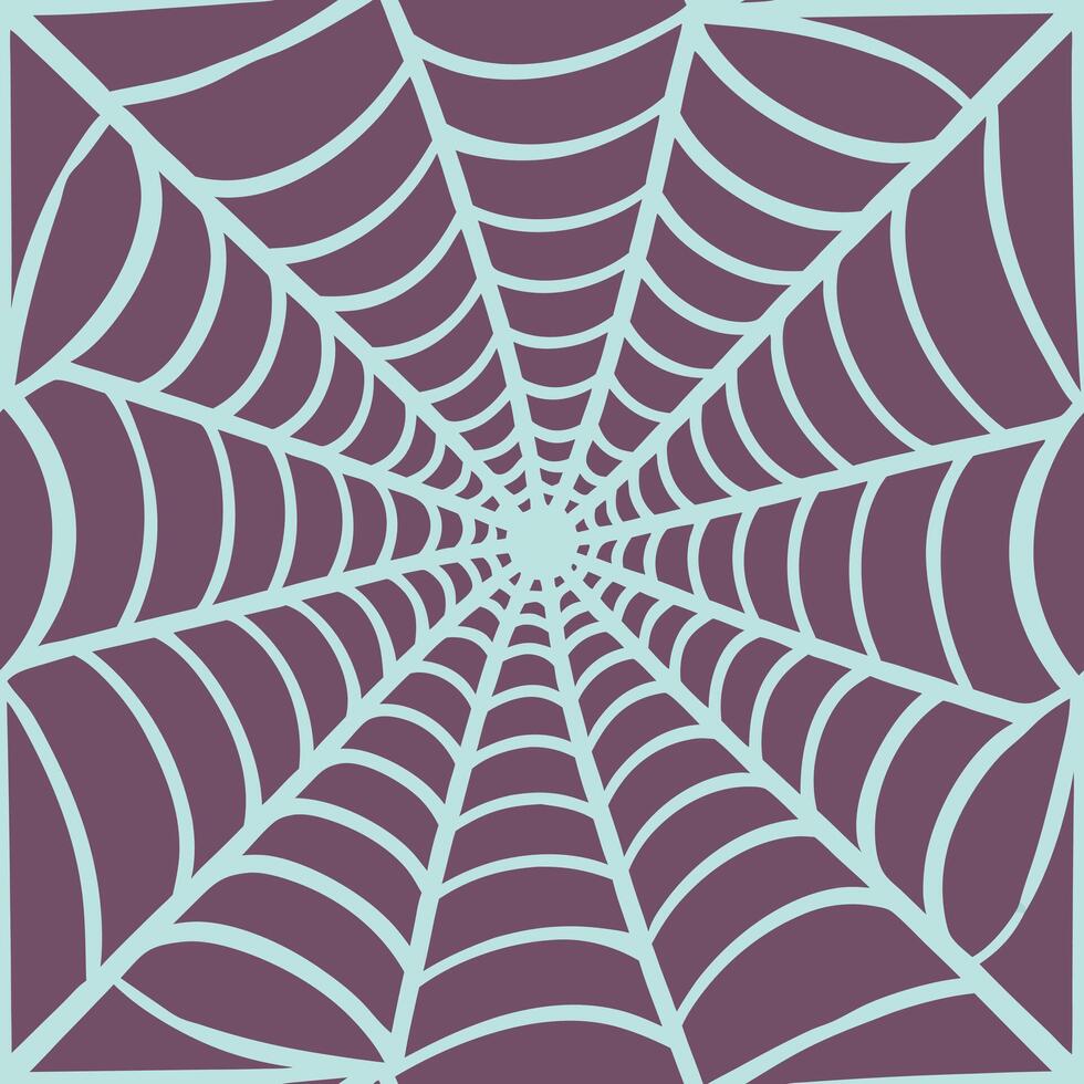A spider web with a square background, the web is light blue and the background is purple, the web is centered vector