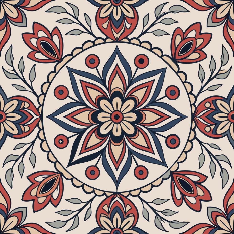 Kaleidoscope mandala with intricate floral symmetry vector
