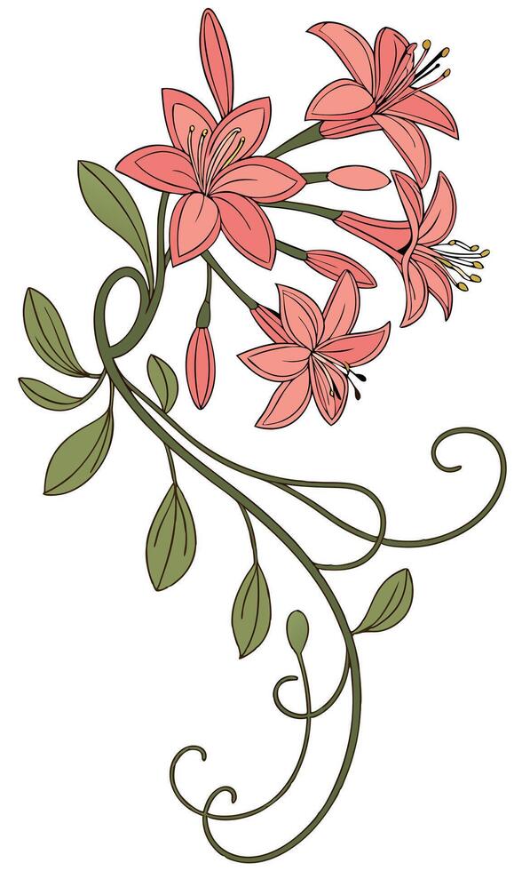 Close-up of the Kalanchoe flower arranged beautifully and decorated with vines vector