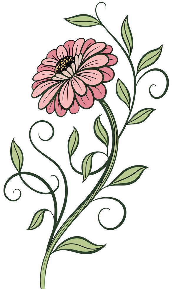 Close-up of the Sweet Zinnia flower arranged beautifully and decorated with vines vector