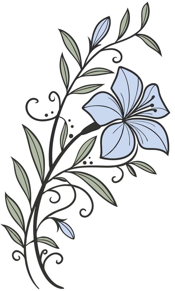 Close-up of the Periwinkle flower arranged beautifully and decorated with vines vector
