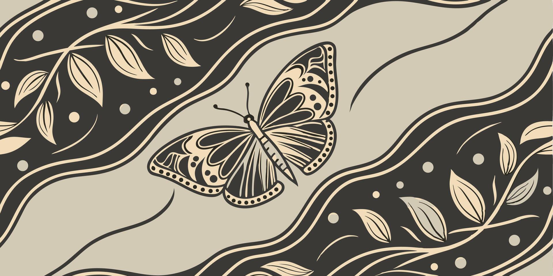 A butterfly with decorative patterns on its wings, set against a background vector