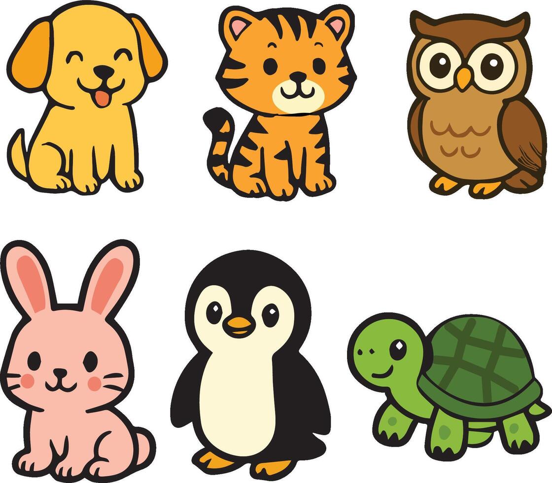 Cartoon Illustration of Cute Animal Characters Set illustration vector