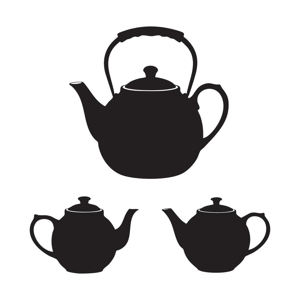 Teapot silhouette set on white background vector