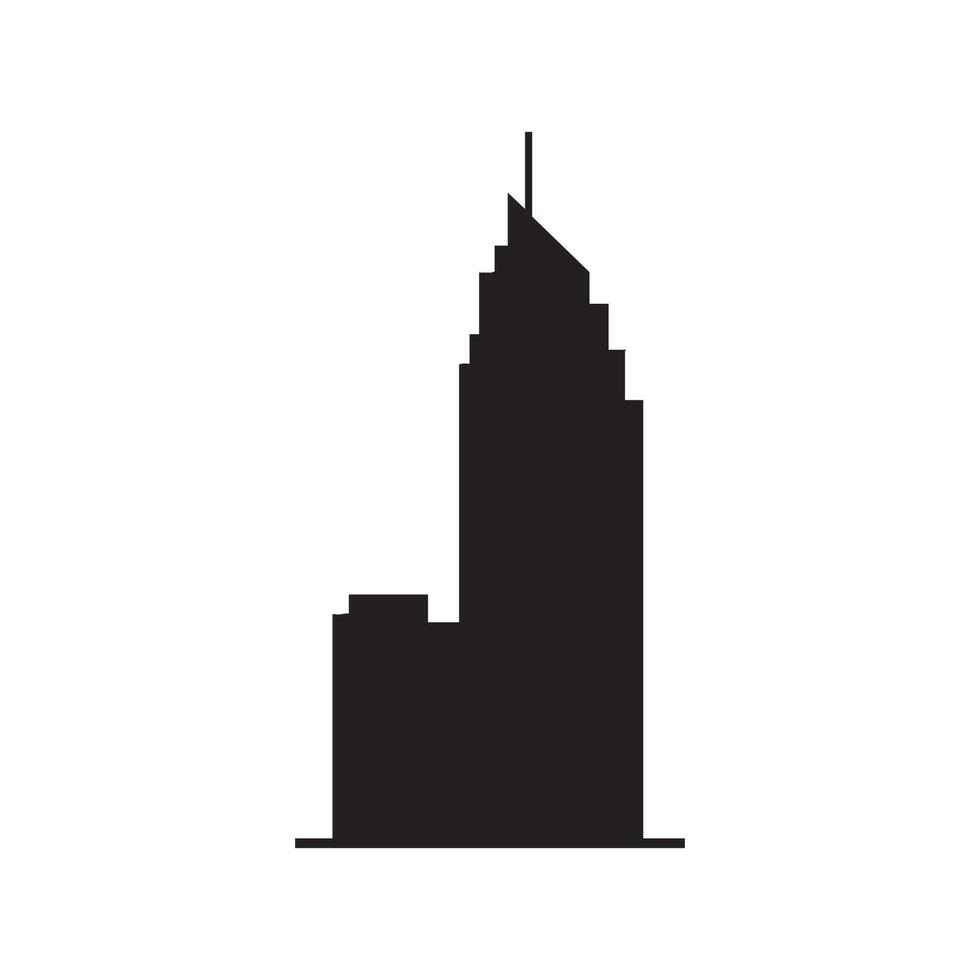 Modern skyscraper building silhouette isolated on white background vector