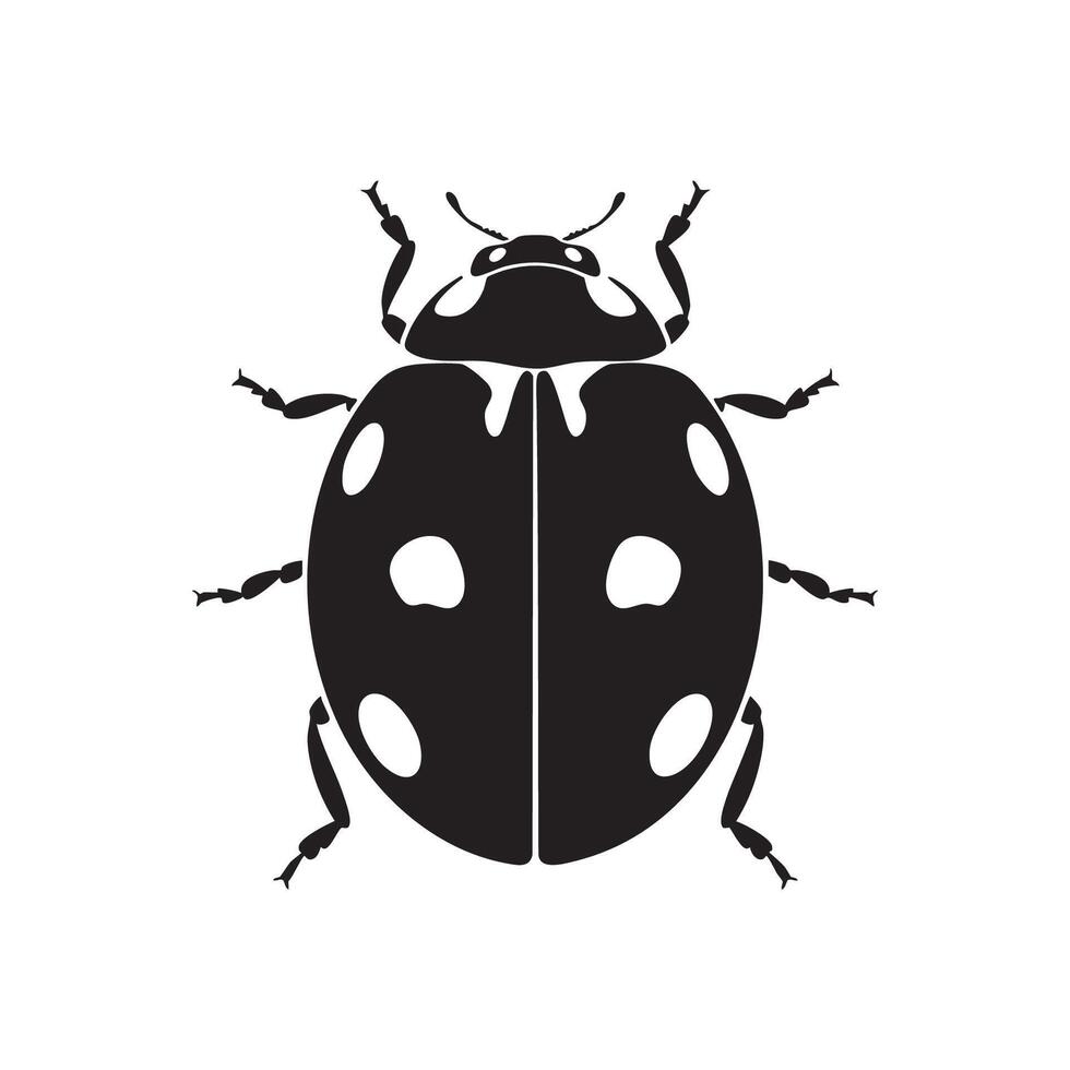 Ladybug Illustration with White Spots in Black Silhouette vector