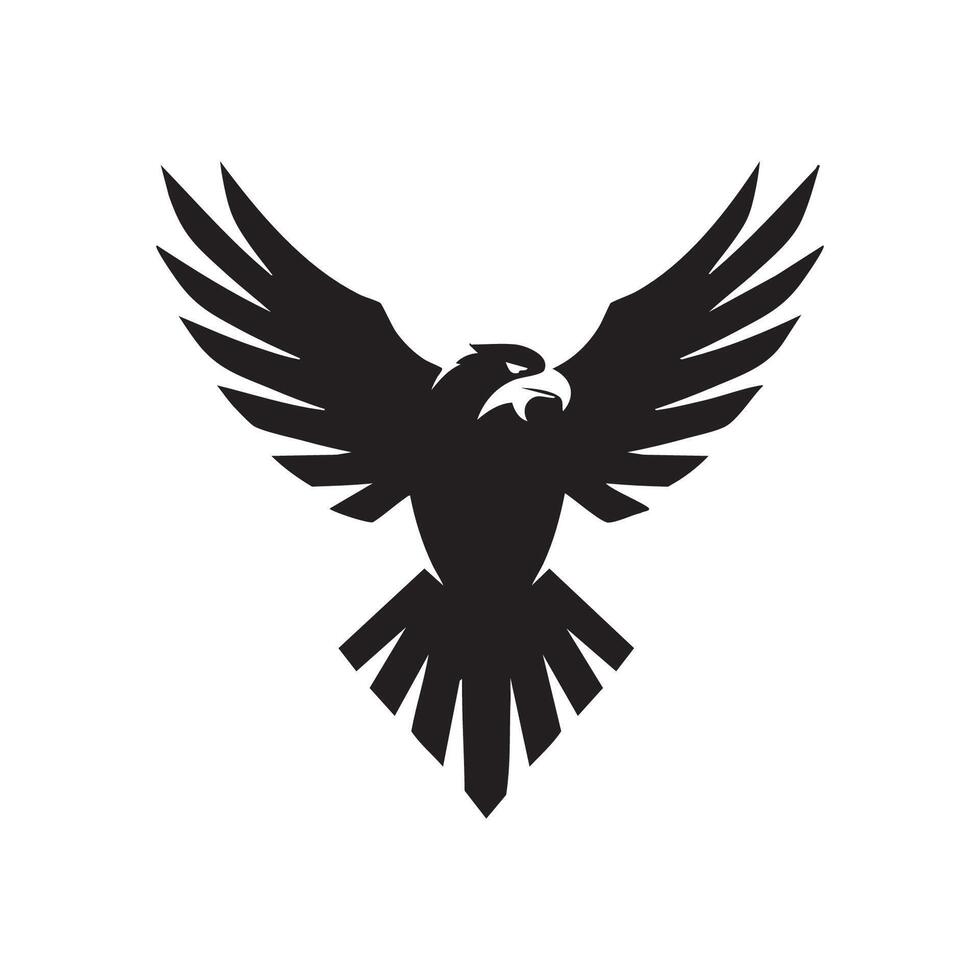 Majestic Eagle Soaring with Open Wings Black Silhouette vector