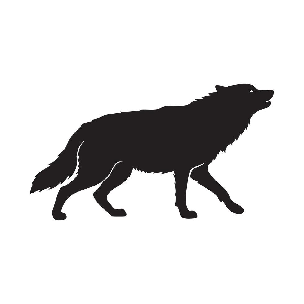 Howling Wolf Walking Forward Black Silhouette black wolf vector